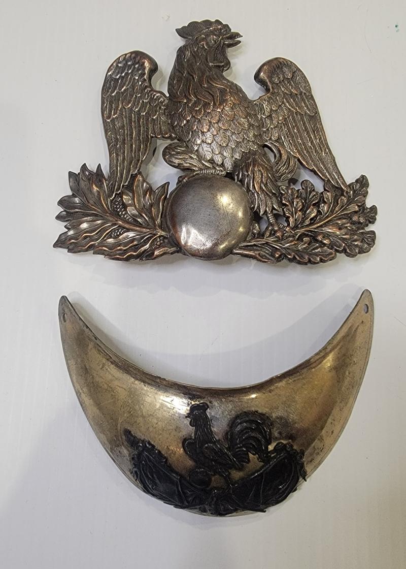 French 2nd Empire Infantry Officer Shako Plate and Gorget C.1848