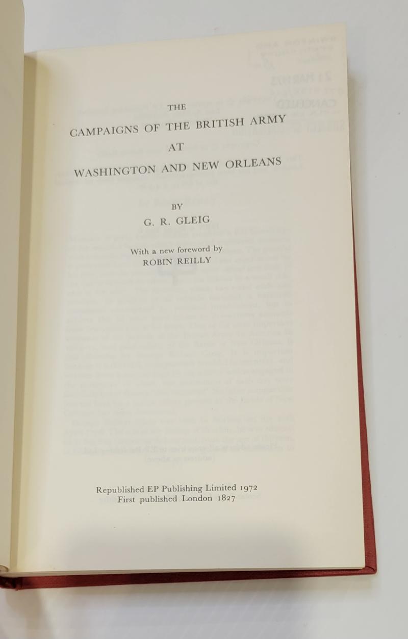 The Campaign of the British Army at Washington and New Orleans